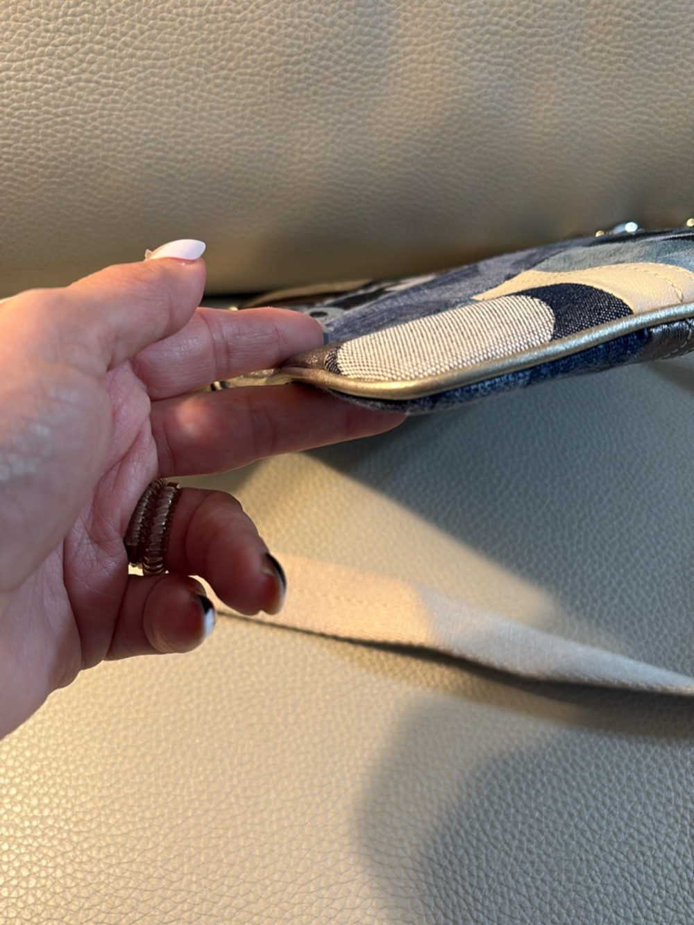 Coach Patchwork Crossbody Bag in Navy denim and Cream - Picture 6 of 8